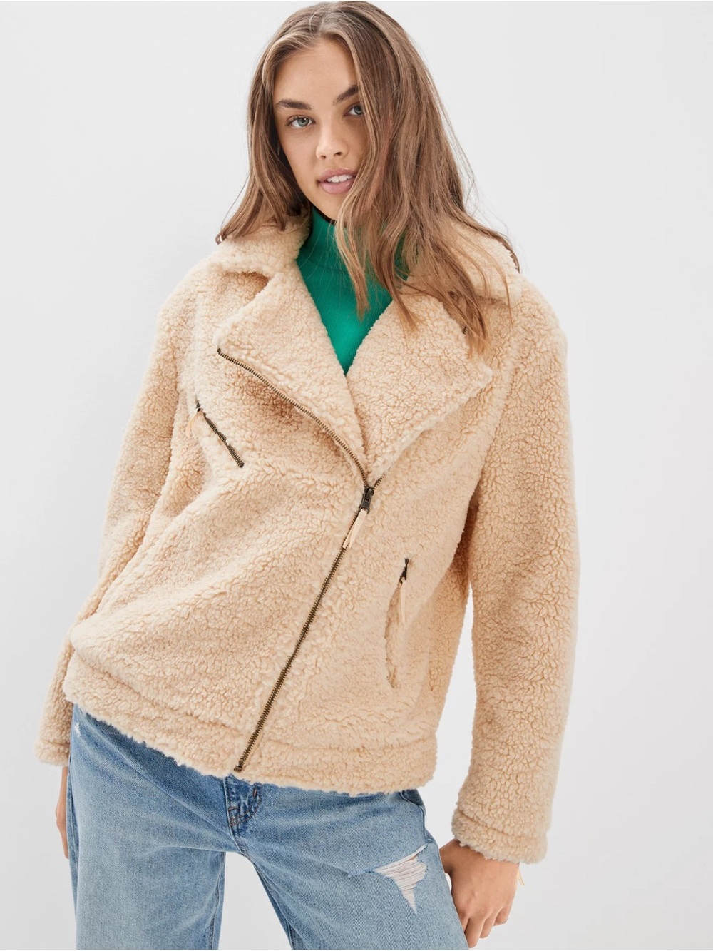 AE Sherpa Moto Jacket - Cream